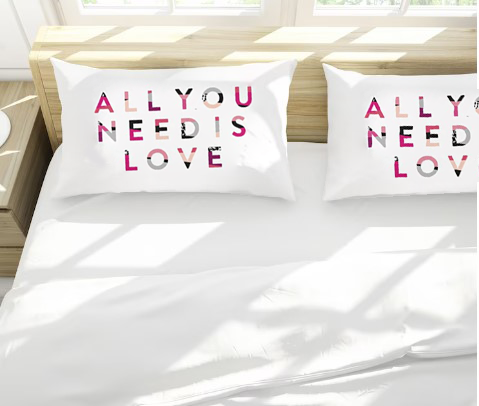 All You Need is Love Heart Pillowcase Set (Two 20x30 Standard Pillow Case) I Miss You Gifts for Her