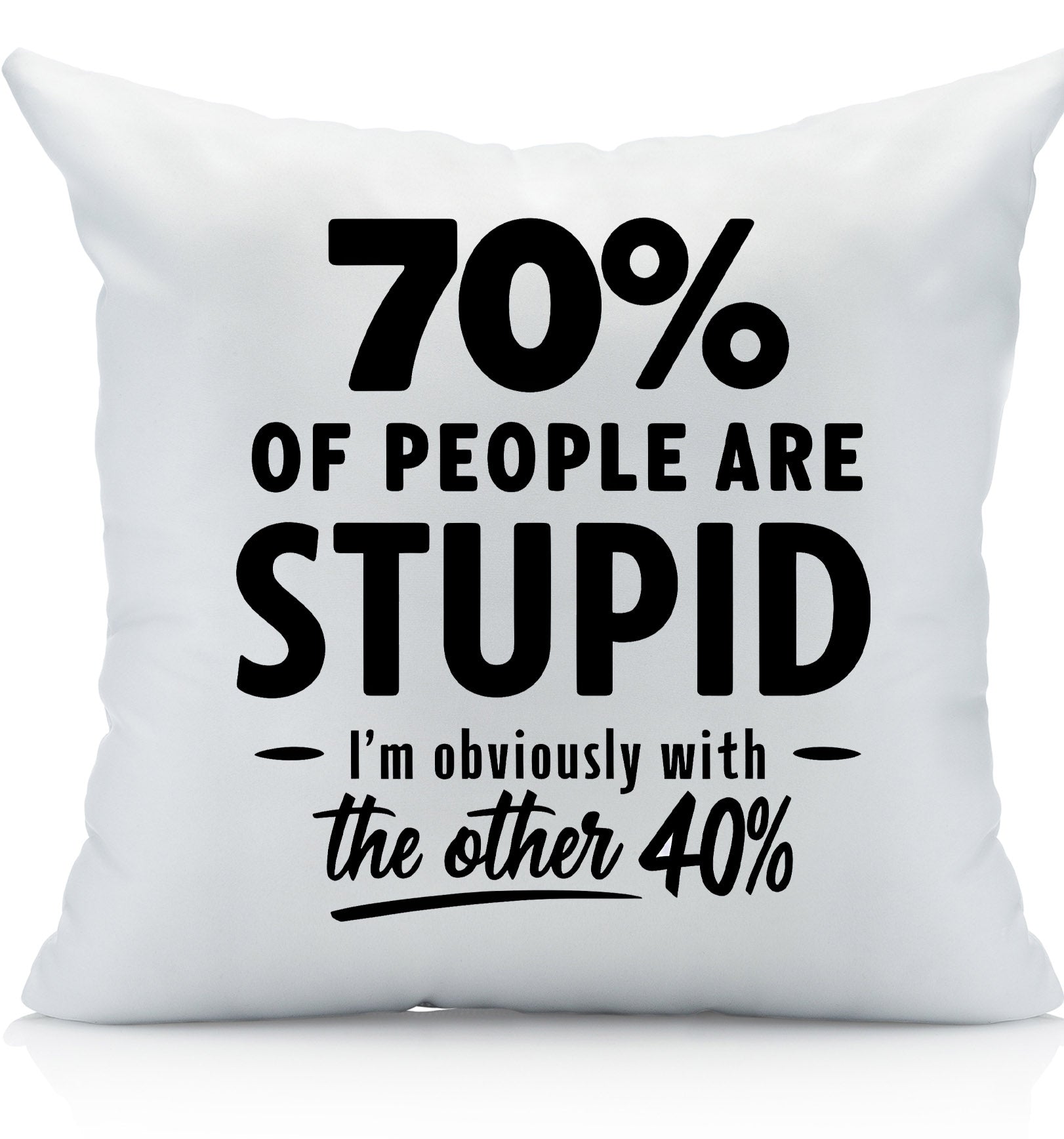 Funny Decorative Throw Pillow Cover, 70% of People are Stupid, I'm with The Other 40%, Home Decor
