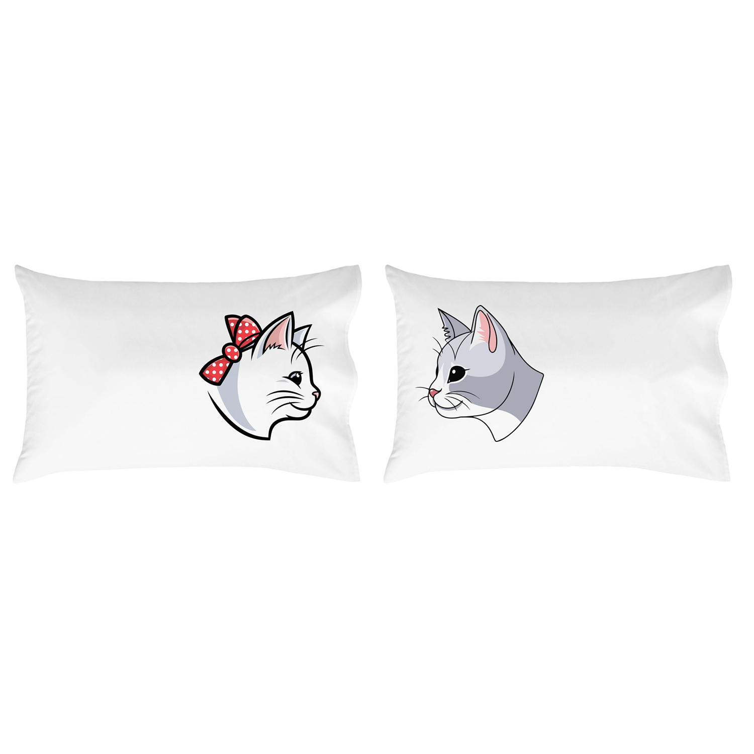 Cute Cat Bow Pillowcase, Decorated Cat Design for Pet Lovers, Stylish Kitty Face Design for Home and Bedroom