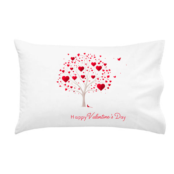 Happy Valentine's Day Tree Pillow Cover - Perfect Valentines Decor and Valentines Day Gift