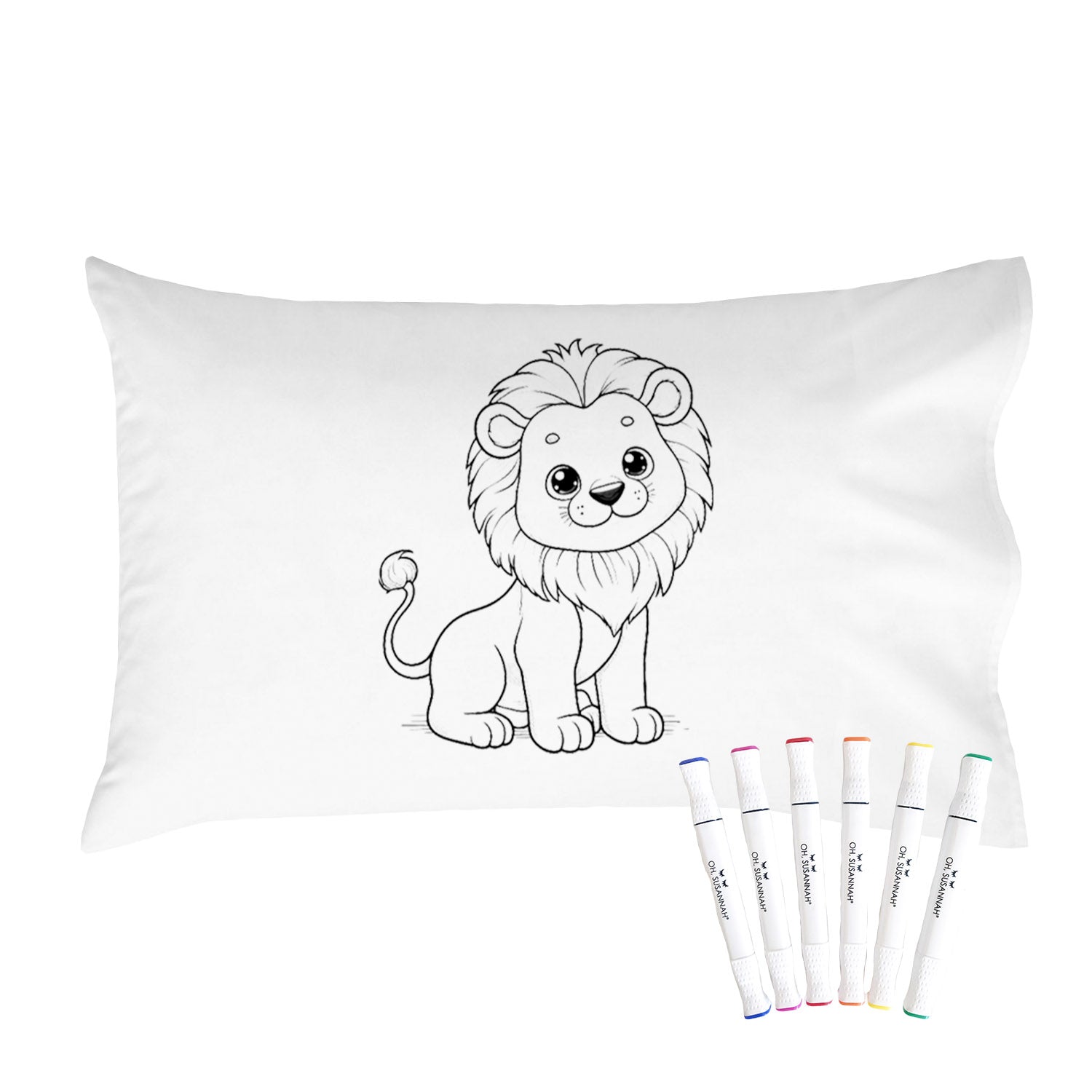 Animal Coloring Pillow Cover with Permanent Fabric Markers -Color me, Doodle Pillow, Kids Pillow