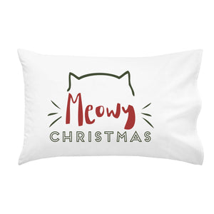 Meowy Christmas Pillowcases - Standard Size Pillow Case (1 20x30 inch, Black) Holiday Gifts