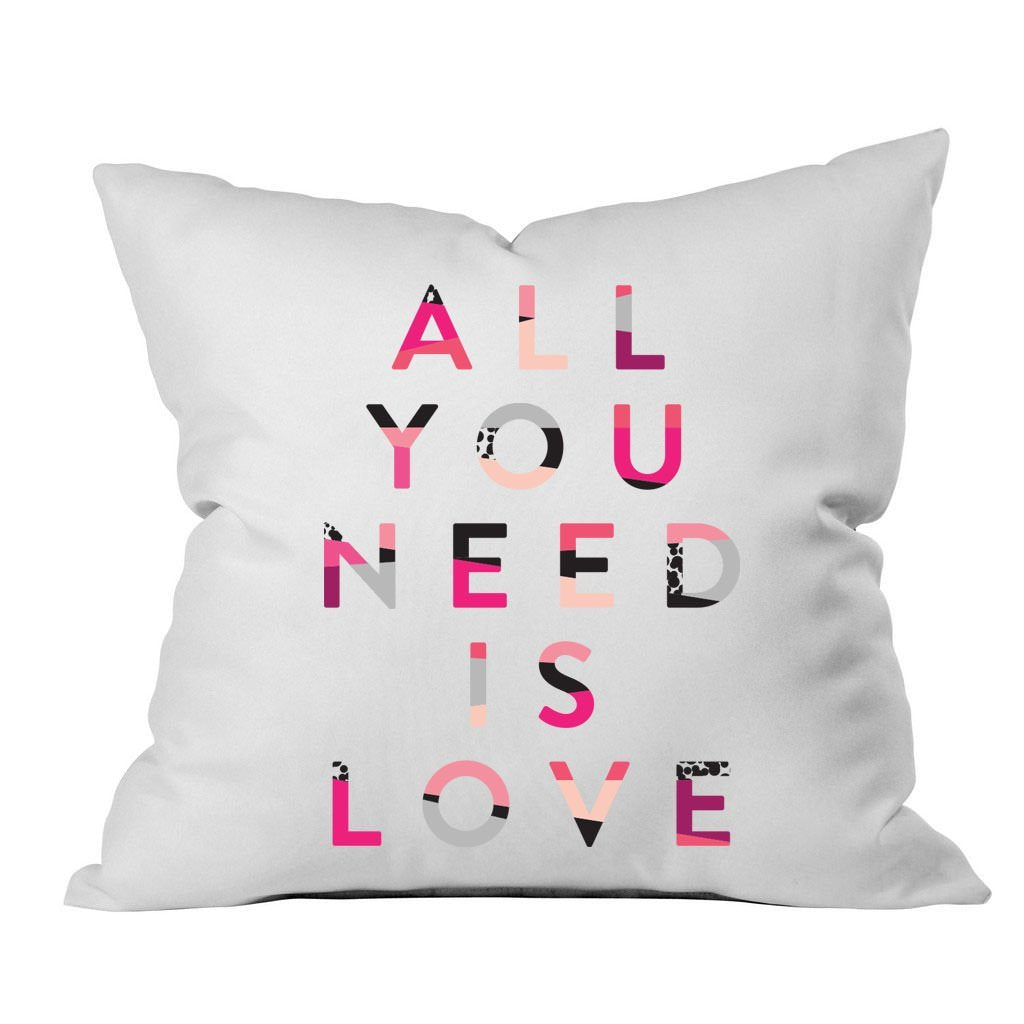 All You Need Is Love 18x18" Throw Pillow Cover - Couples Gifts For Her - Wedding Decoration - Anniversary Gift Birthday Present Missing You Gifts