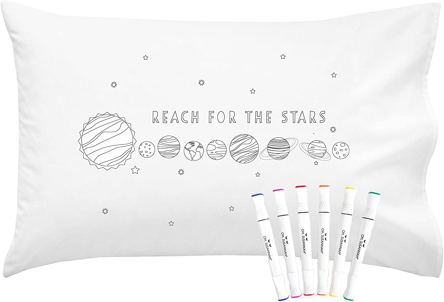 Colorable Reach For The Stars Pillowcase With Markers