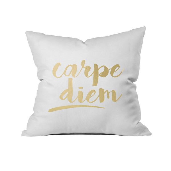 Carpe Diem Cursive 18" x 18" Throw Pillow Cover