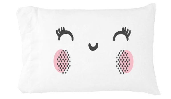 Pink Cheeks Smiley Face Toddler Pillowcase]