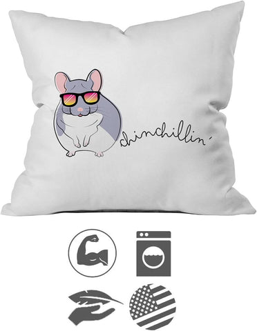 Oh, Susannah Cute Chinchillin' Throw Size Pillow Case (1 18x18 inch, Black) - Cute Room Decor Chinchilla Pet Lovers Gifts