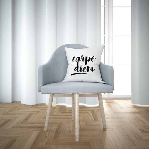 Carpe Diem Cursive Throw Pillow Cover