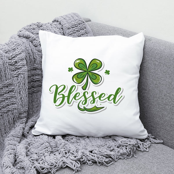 Saint Patrick's Day Blessed Clover Throw Pillow Cover