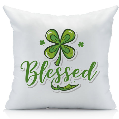 Saint Patrick's Day Blessed Clover Throw Pillow Cover