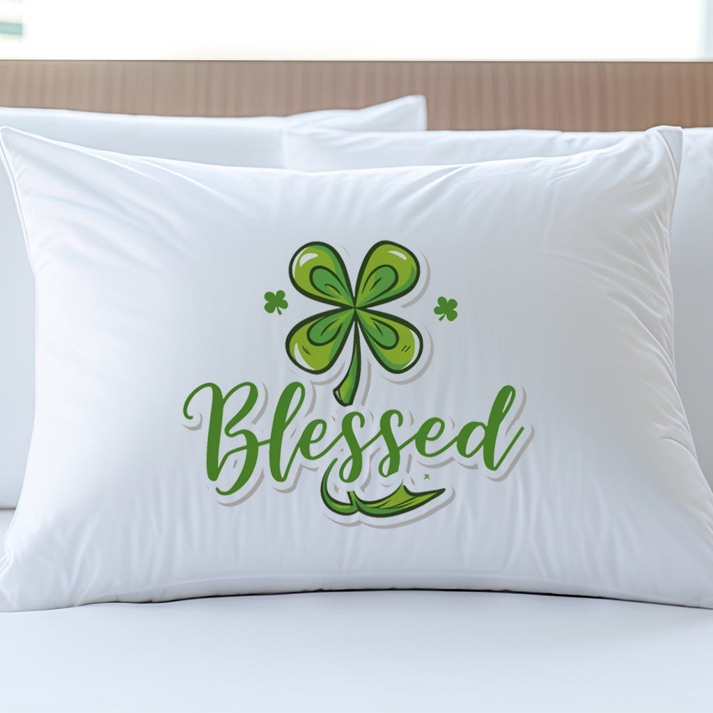 Saint Patrick's Day Blessed Clover Throw Pillow Cover