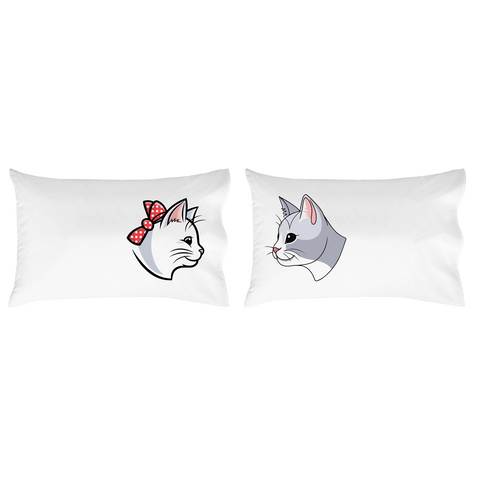 Cute Cat Bow Pillowcase, Decorated Cat Design for Pet Lovers, Stylish Kitty Face Design for Home and Bedroom