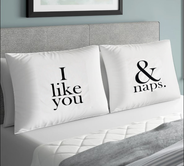 I Like You and Naps Couples Pillowcase Set (Two 20x30 Standard Size Pillowcase)