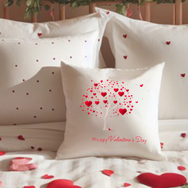 Happy Valentine's Day Tree Pillow Cover - Perfect Valentines Decor and Valentines Day Gift