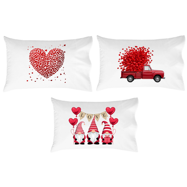 Valentine's Day Throw Pillow Set, Gnomes, Heart Truck, and Red Heart Design, Romantic Home Decor