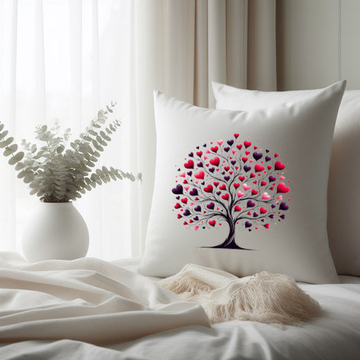 Whimsical Valentines Tree Pillow Cover - Perfect For Couples Gift, Valentines Day, Valentines Decor, Anniversaries Gifts