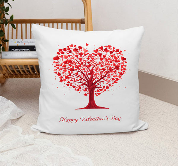 Red Tree Pillow Cover - Perfect For Couples, Valentines Day, Valentines Decor