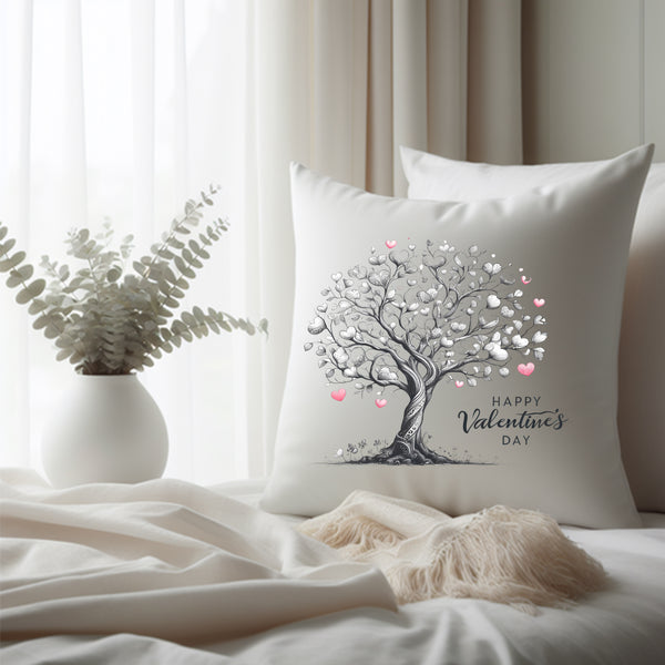 Black and White Valentine Tree Pillow Cover - Perfect For Couples, Valentines Day, Valentines Decor