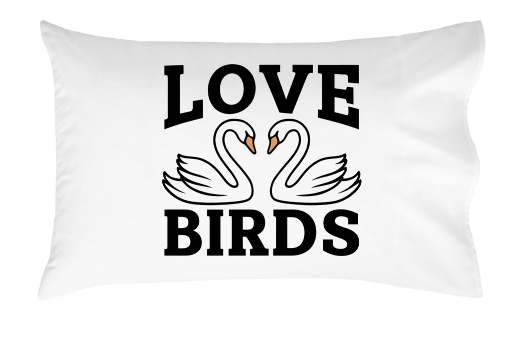Love Birds Standard Pillowcase, for Weddings, Anniversaries, or Valentine’s Day