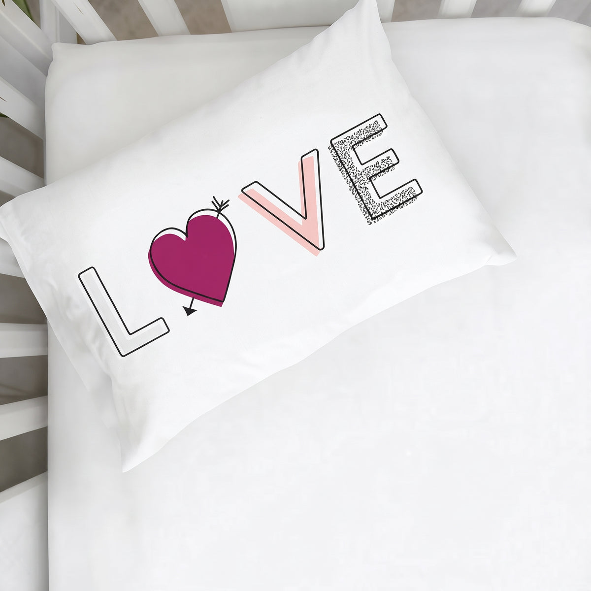 LOVE Multicolored Toddler Pillowcase (14x20.5)