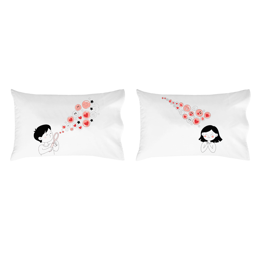 Heart Bubble Pillowcase, Unique Decorated Design for Teens, and Romantic Gifts