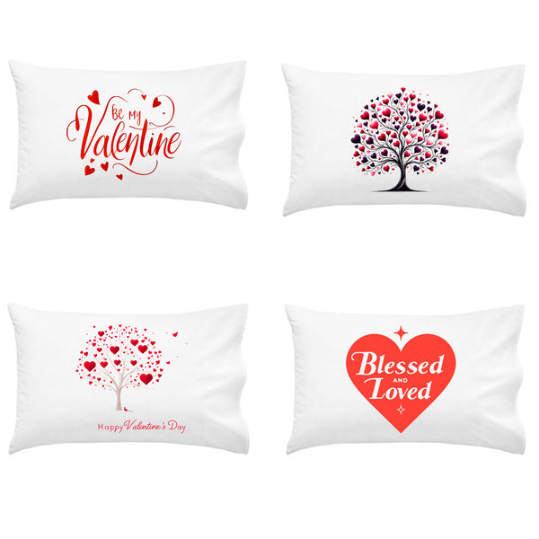 Valentines Day Pack of 4 Pillow Case for Valentines decor, valentines gifts and couples room decor