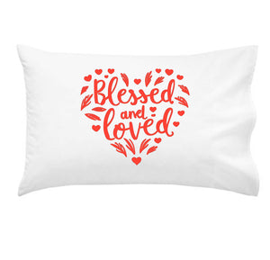 Blessed and Loved Red Color  Pillow Cover - Perfect For Couples, Valentines Day, Valentines Decor, Anniversaries Gifts, Wedding Gifts