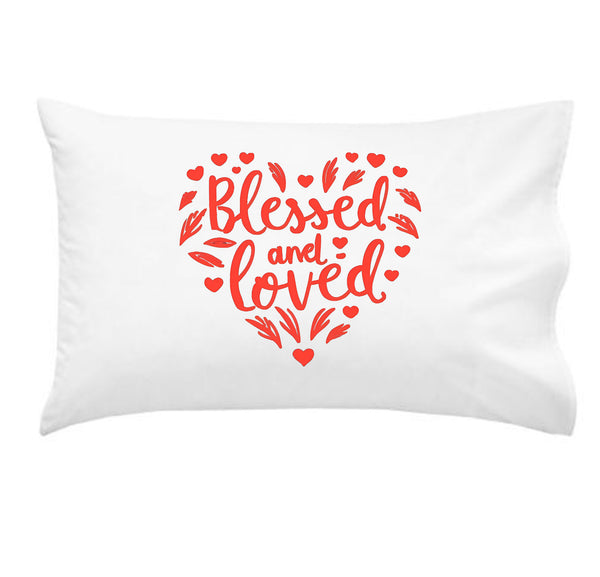 Blessed and Loved Red Color  Pillow Cover - Perfect For Couples, Valentines Day, Valentines Decor, Anniversaries Gifts, Wedding Gifts