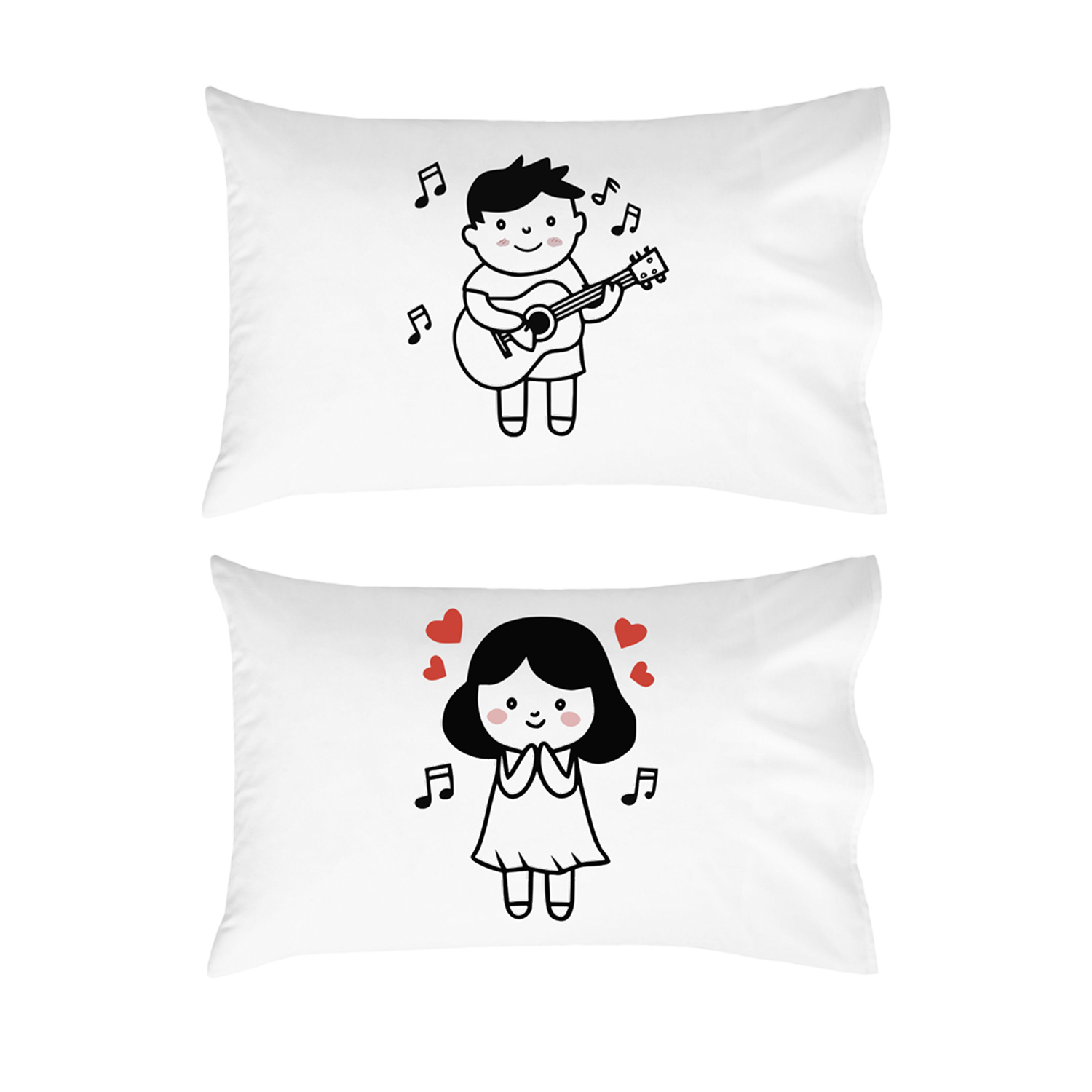 Sing Me a Love Song Pillowcases – Guitar Music Lovers Couples Gift, Romantic Anniversary, Wedding, Valentine's Day Decor