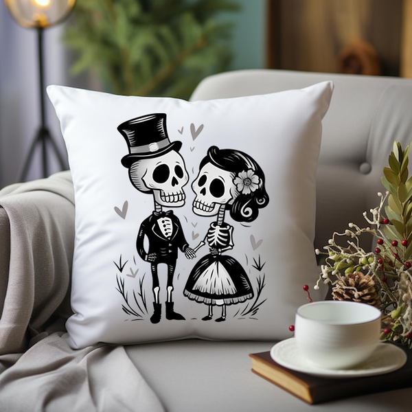 Romance in The Afterlife - Couple Skeleton Pillowcase, Home Decor