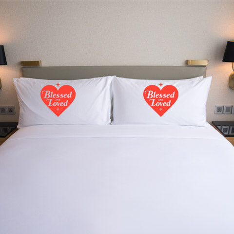 Blessed and Loved Heart Shape Pillow Cover - Perfect For Couples, Valentines Day, Valentines Decor, Anniversaries Gifts, and wedding Gifts