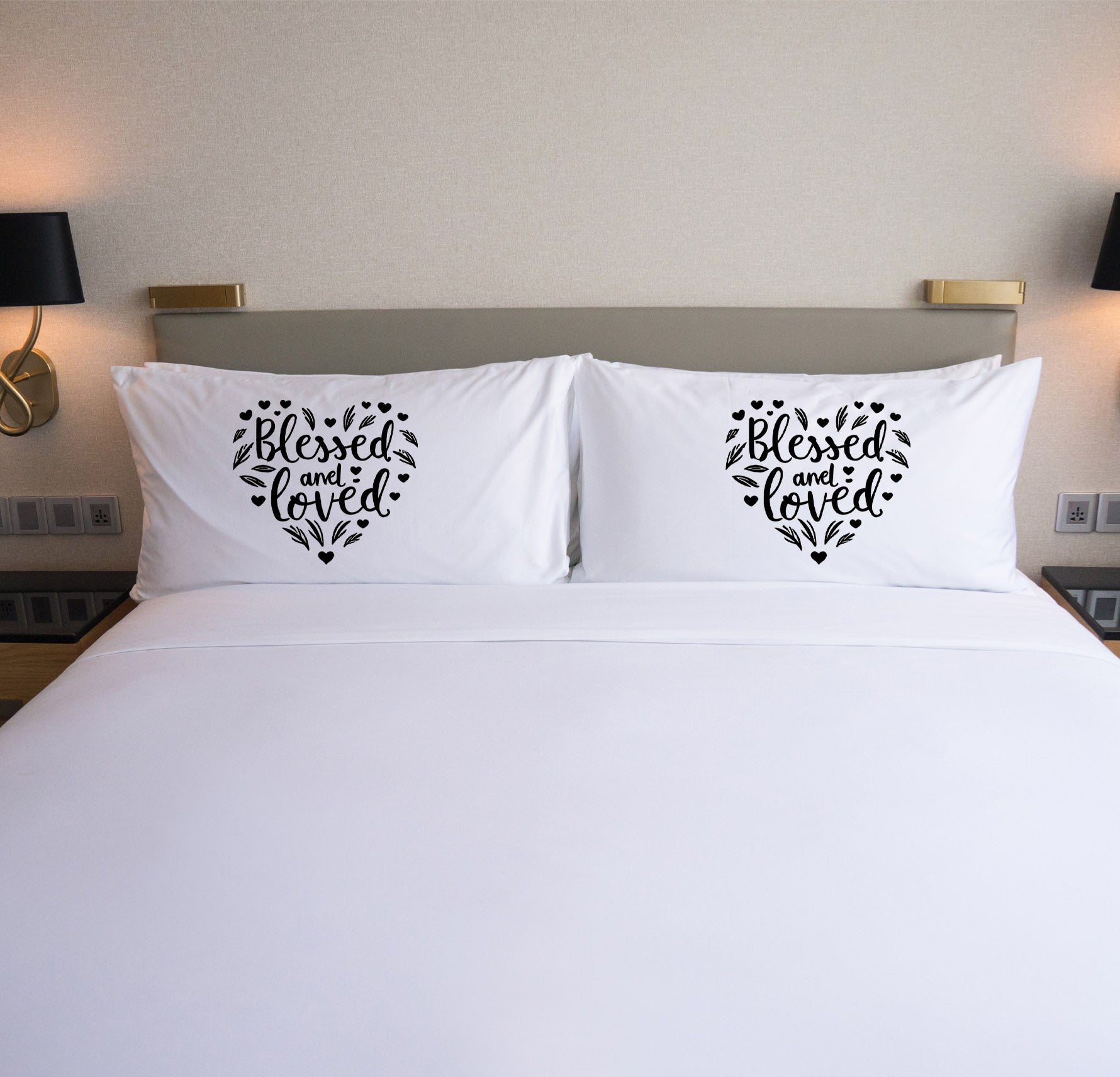 Blessed and Loved Black Pillow Cover - Perfect For Couples, Valentines Day, Valentines Decor, Valentines Day Gifts, Anniversaries Gifts, and Newly Weds Gifts