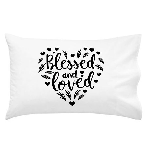 Blessed and Loved Black Pillow Cover - Perfect For Couples, Valentines Day, Valentines Decor, Valentines Day Gifts, Anniversaries Gifts, and Newly Weds Gifts