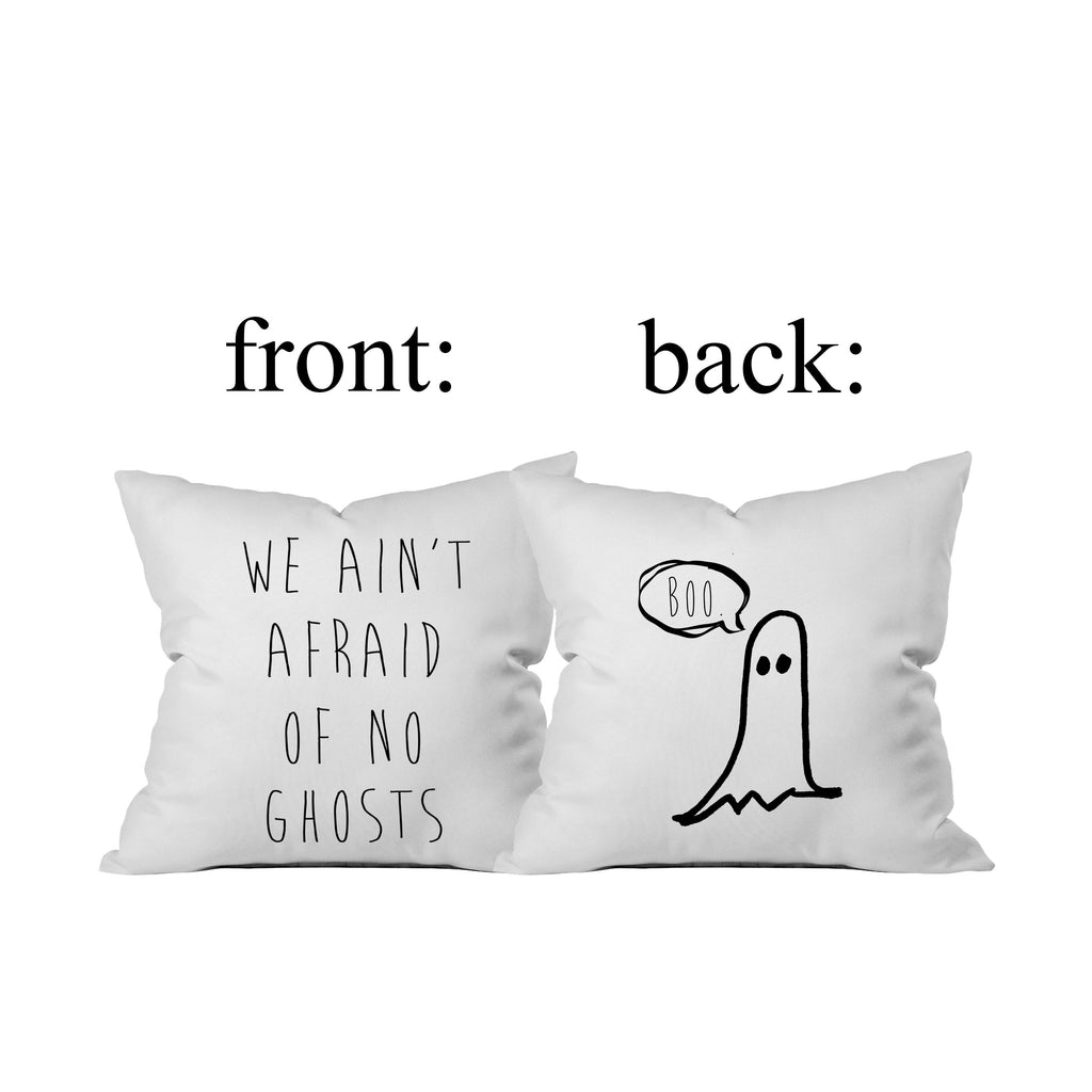 Oh, Susannah Halloween Boo Ghost We Ain't Afraid of No Ghosts Reversible Throw Pillow Cover (1 18X 18 inch, Black)