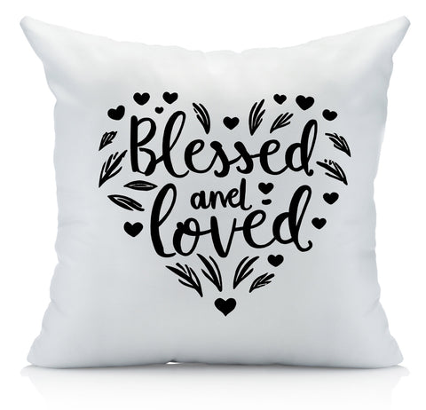 Blessed and Loved Black Pillow Cover - Perfect For Couples, Valentines Day, Valentines Decor, Valentines Day Gifts, Anniversaries Gifts, and Newly Weds Gifts