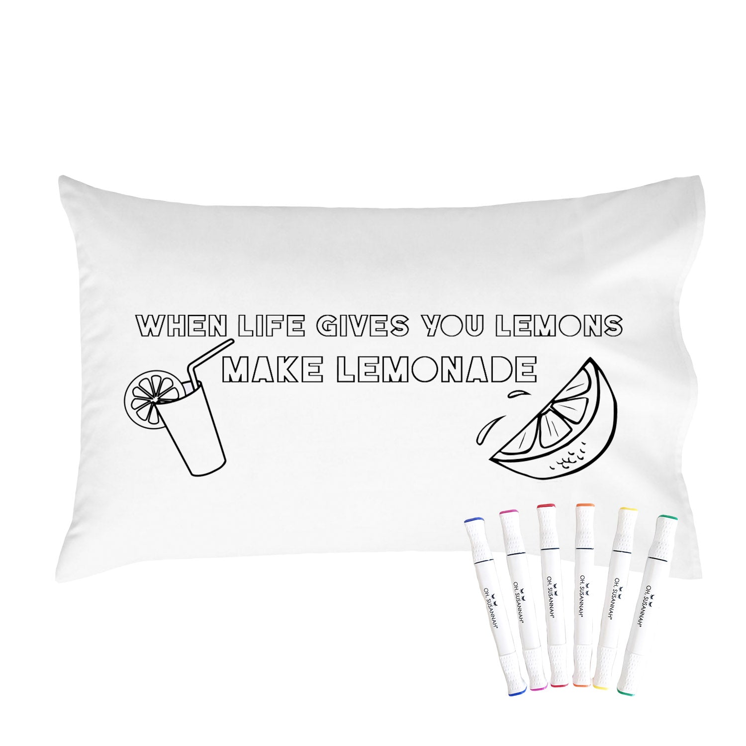 When Life Gives You Lemons Make Lemonade Coloring Pillow Cover with Permanent Fabric Markers