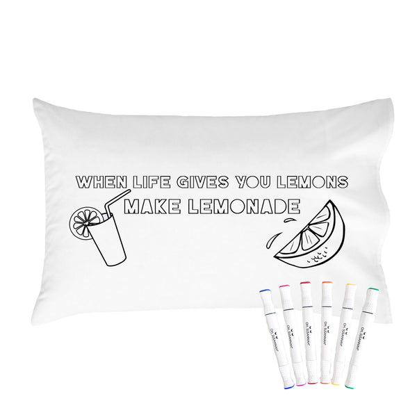 When Life Gives You Lemons Make Lemonade Coloring Pillow Cover with Permanent Fabric Markers