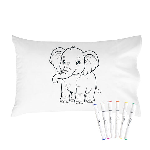 Animal Coloring Pillow Cover with Permanent Fabric Markers -Color me, Doodle Pillow, Kids Pillow