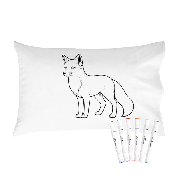 Animal Coloring Pillow Cover with Permanent Fabric Markers -Color me, Doodle Pillow, Kids Pillow