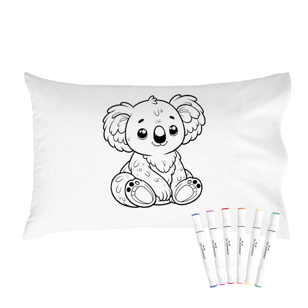 Animal Coloring Pillow Cover with Permanent Fabric Markers -Color me, Doodle Pillow, Kids Pillow