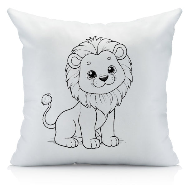 Animal Coloring Pillow Cover with Permanent Fabric Markers -Color me, Doodle Pillow, Kids Pillow