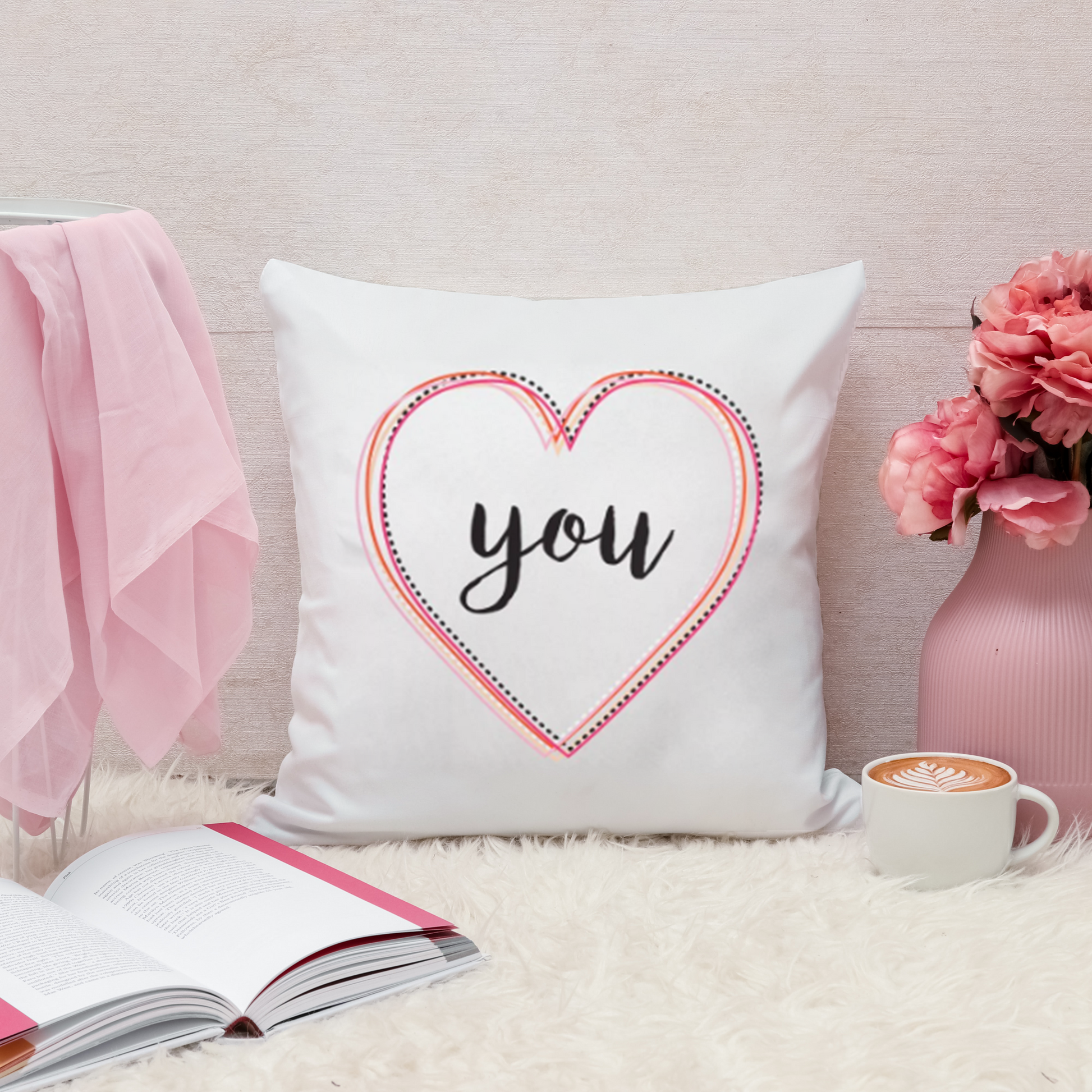 You Multicolor 18x18 Inch Throw Pillow Cover - Couples Gifts For Her - Love Decor Girlfriend Gifts Birthday Present I Love You Gifts