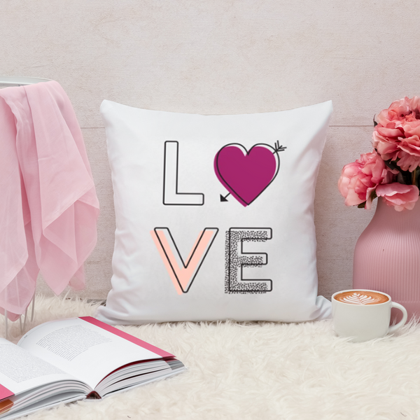 LOVE Multicolor 18x18 Inch Throw Pillow Cover - Couples Gifts For Her - Love Decor Girlfriend Gifts Birthday Present