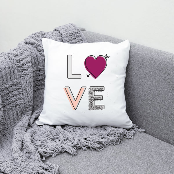 LOVE Multicolor 18x18 Inch Throw Pillow Cover - Couples Gifts For Her - Love Decor Girlfriend Gifts Birthday Present