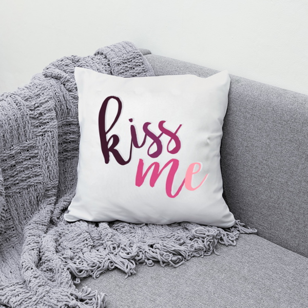 Kiss Me Black Pink Font 18x18 Inch Throw Pillow Cover