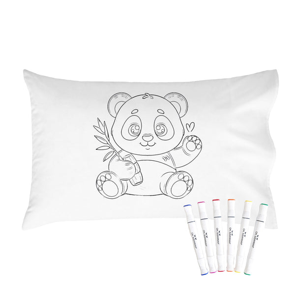 Animal Coloring Pillow Cover with Permanent Fabric Markers -Color me, Doodle Pillow, Kids Pillow