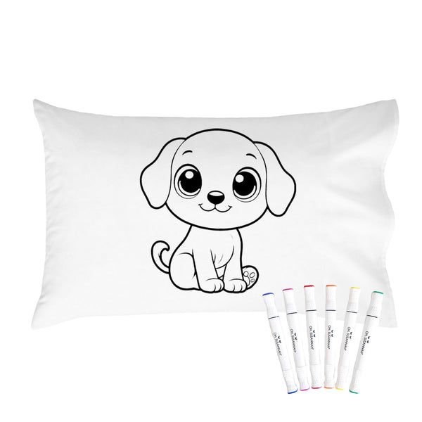 Animal Coloring Pillow Cover with Permanent Fabric Markers -Color me, Doodle Pillow, Kids Pillow