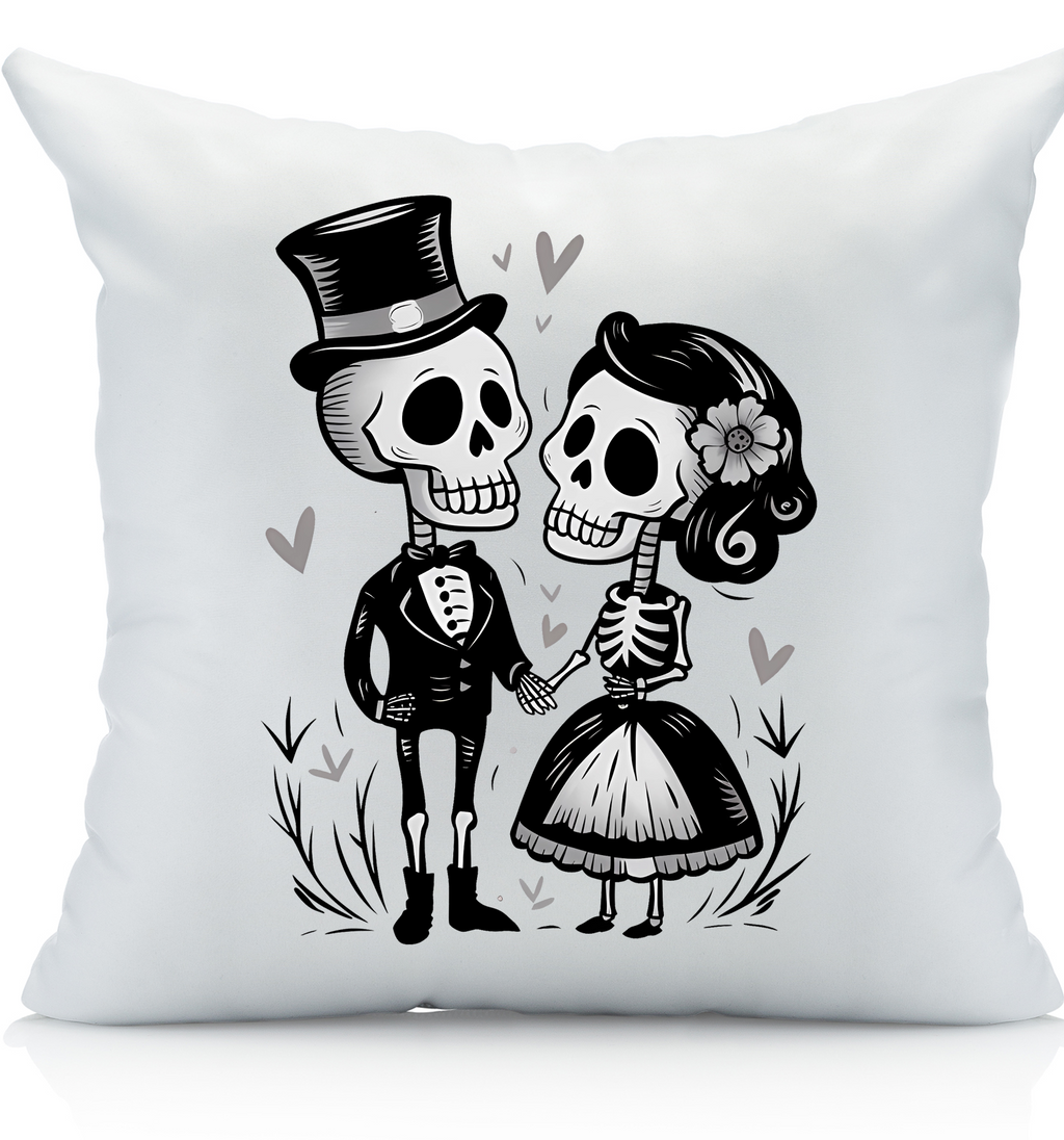 Romance in The Afterlife - Couple Skeleton Pillowcase, Home Decor