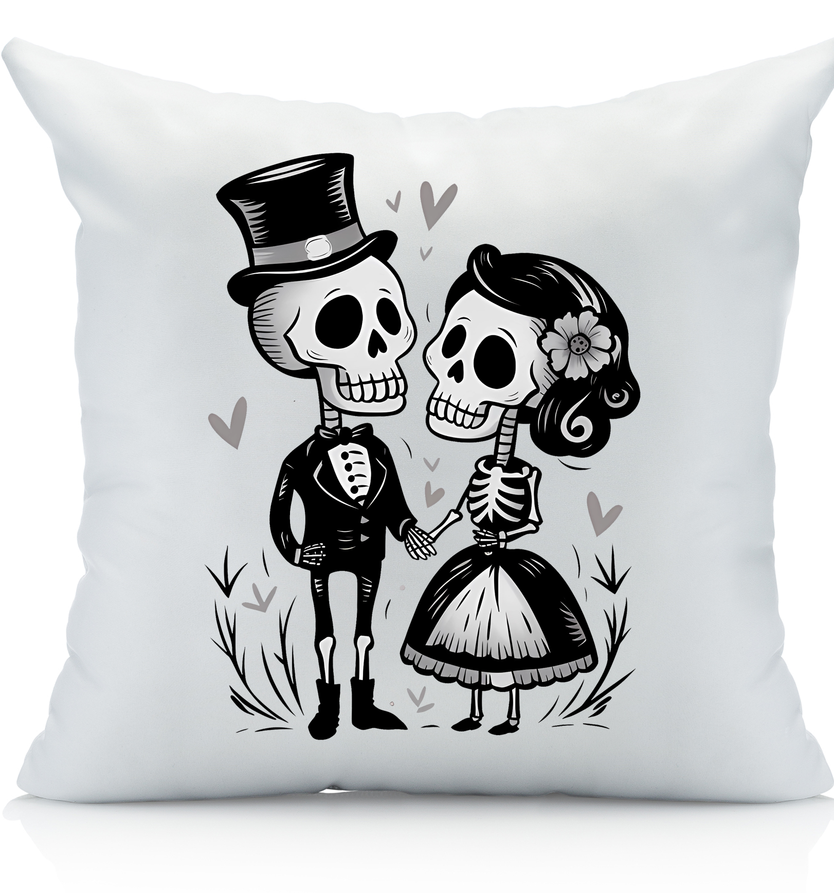 Romance in The Afterlife - Couple Skeleton Pillowcase, Home Decor