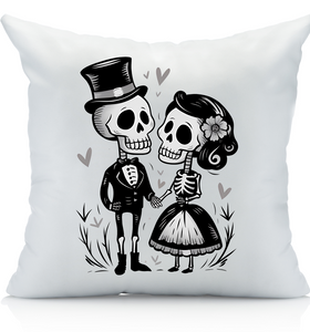 Romance in The Afterlife - Couple Skeleton Pillowcase, Home Decor